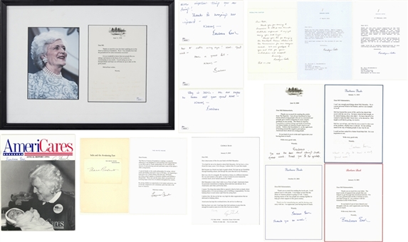 Lot of (15) First Ladies & President George Bush Signed Correspondence Including Barbara Bush, Rosalynn Carter, Laura Bush & Eleanor Roosevelt (JSA)